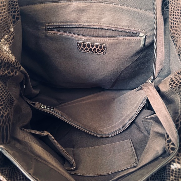 Faux Snake Embossed Rosette Large Tote - Picture 5 of 8